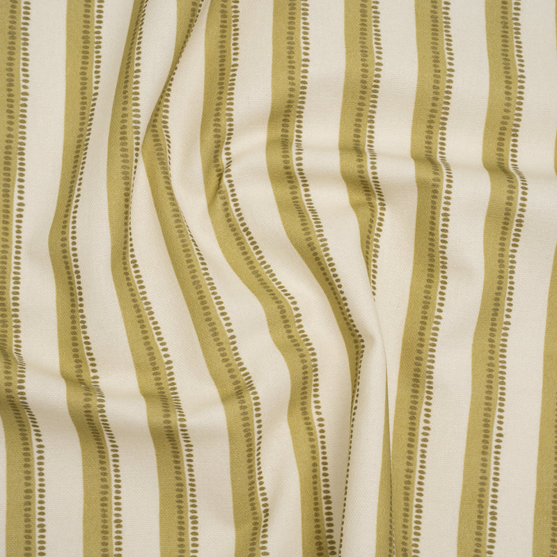 Cotton and Linen Canvas Print - Olive Stripes and Dots - British Imported