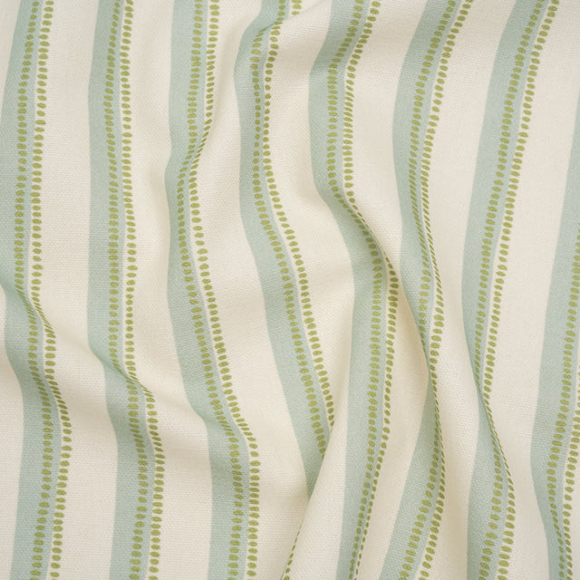 Cotton and Linen Canvas Print - Opal Stripes and Dots - British Imported
