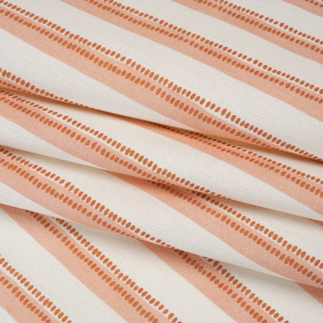 Cotton and Linen Canvas Print - Terracotta Stripes and Dots - British Imported