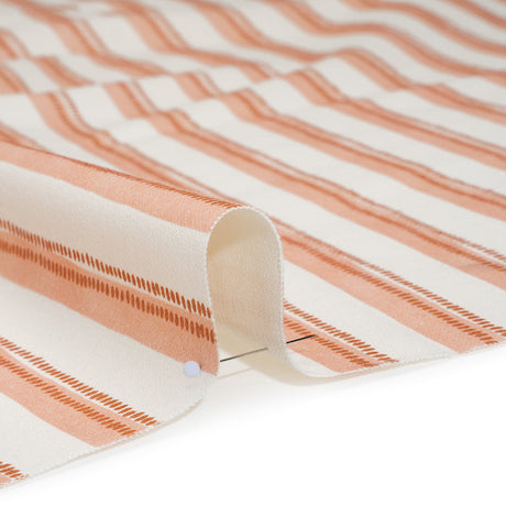 Cotton and Linen Canvas Print - Terracotta Stripes and Dots - British Imported