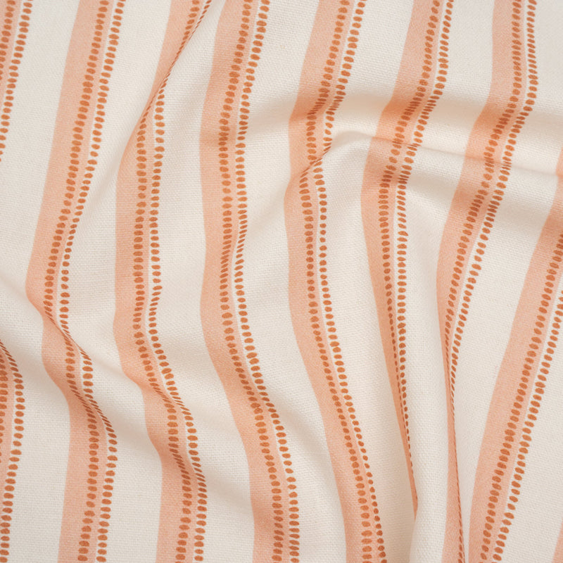Cotton and Linen Canvas Print - Terracotta Stripes and Dots - British Imported
