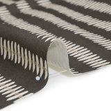 Cotton and Linen Canvas Print - Charcoal Dash and Dot Stripes - British Imported