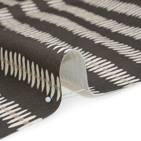 Cotton and Linen Canvas Print - Charcoal Dash and Dot Stripes - British Imported