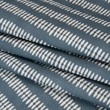 Cotton and Linen Canvas Print - Indigo Dash and Dot Stripes - British Imported