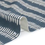 Cotton and Linen Canvas Print - Indigo Dash and Dot Stripes - British Imported