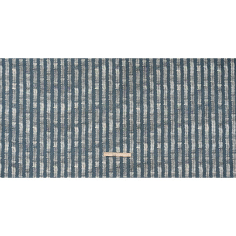 Cotton and Linen Canvas Print - Indigo Dash and Dot Stripes - British Imported