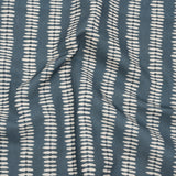 Cotton and Linen Canvas Print - Indigo Dash and Dot Stripes - British Imported