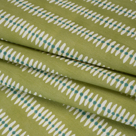 Cotton and Linen Canvas Print - Leaf Dash and Dot Stripes - British Imported