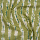 Cotton and Linen Canvas Print - Leaf Dash and Dot Stripes - British Imported