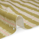 Cotton and Linen Canvas Print - Olive Dash and Dot Stripes - British Imported