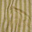 Cotton and Linen Canvas Print - Olive Dash and Dot Stripes - British Imported
