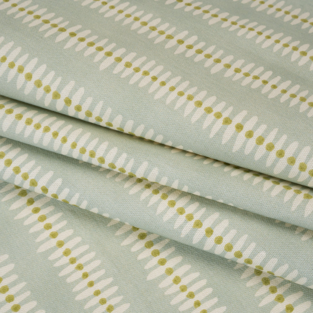 Cotton and Linen Canvas Print - Opal Dash and Dot Stripes - British Imported