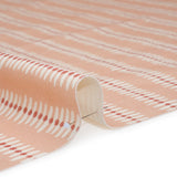 Cotton and Linen Canvas Print - Raspberry Dash and Dot Stripes - British Imported