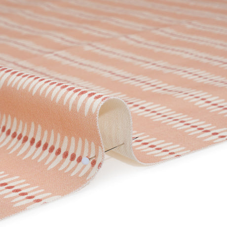Cotton and Linen Canvas Print - Raspberry Dash and Dot Stripes - British Imported