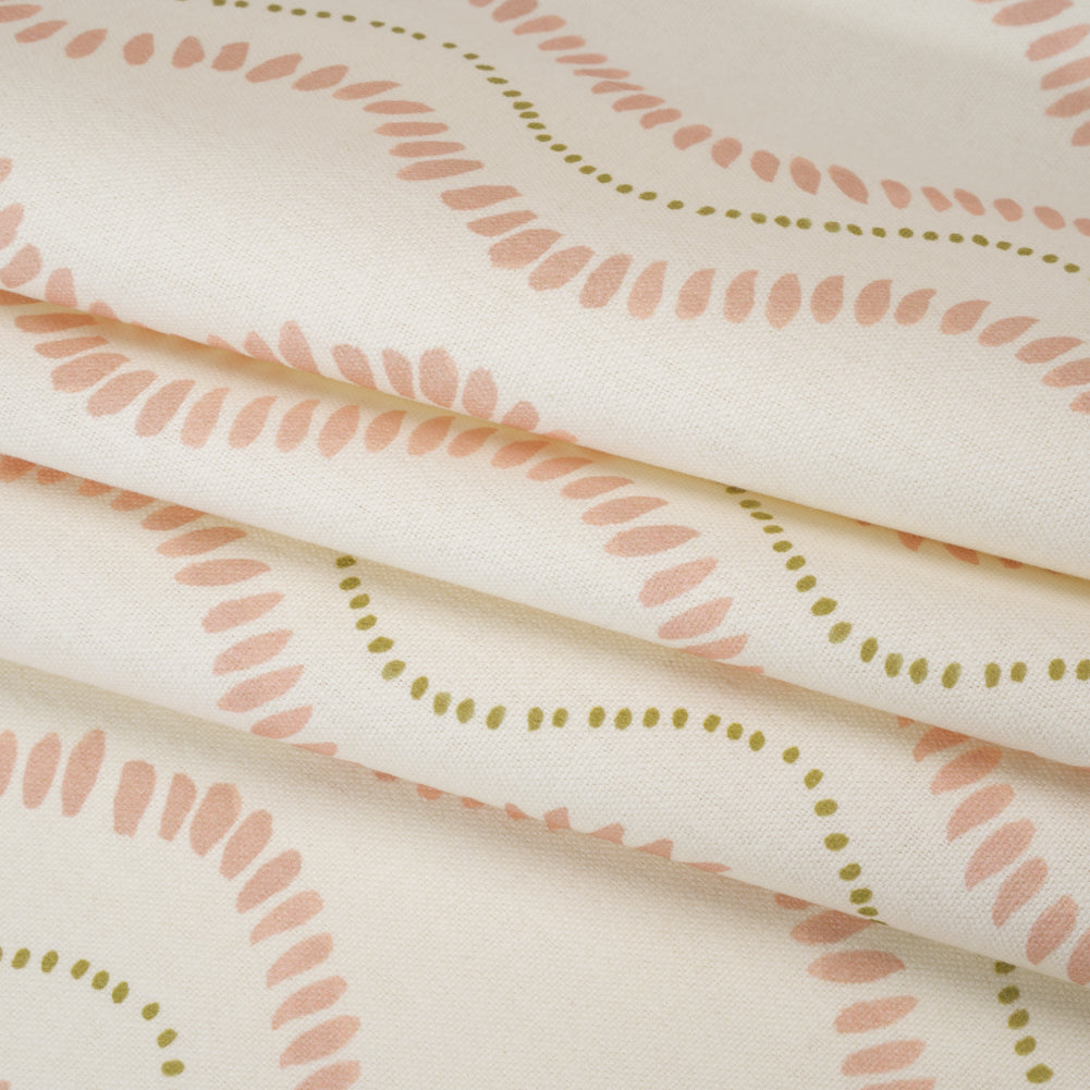Cotton and Linen Canvas Print - Blossom Waves of Petal and Dots - British Imported