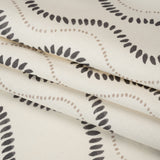 Cotton and Linen Canvas Print - Charcoal Waves of Petal and Dots - British Imported