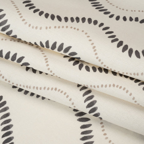 Cotton and Linen Canvas Print - Charcoal Waves of Petal and Dots - British Imported
