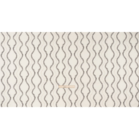 Cotton and Linen Canvas Print - Charcoal Waves of Petal and Dots - British Imported