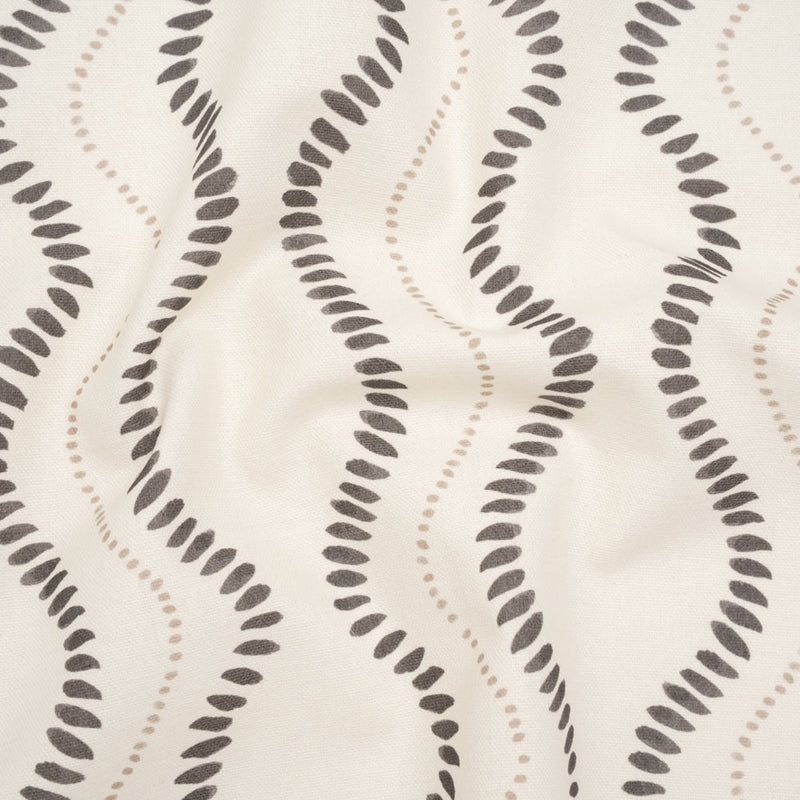 Cotton and Linen Canvas Print - Charcoal Waves of Petal and Dots - British Imported