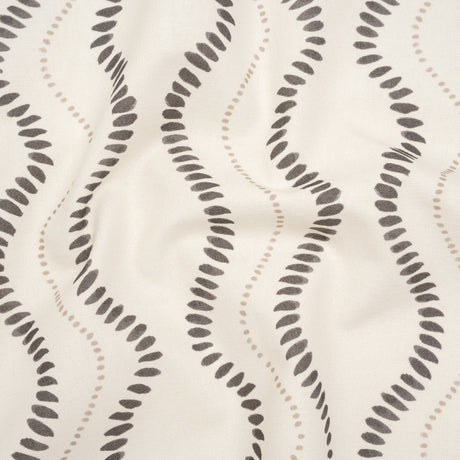 Cotton and Linen Canvas Print - Charcoal Waves of Petal and Dots - British Imported