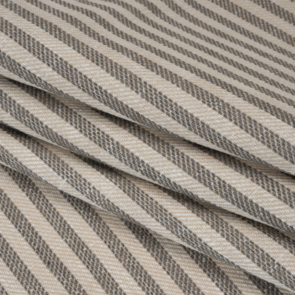 Polyester and Cotton Herringbone Twill - Charcoal Stripes - British Imported