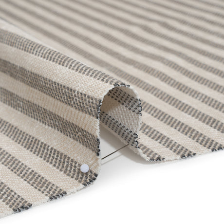Polyester and Cotton Herringbone Twill - Charcoal Stripes - British Imported
