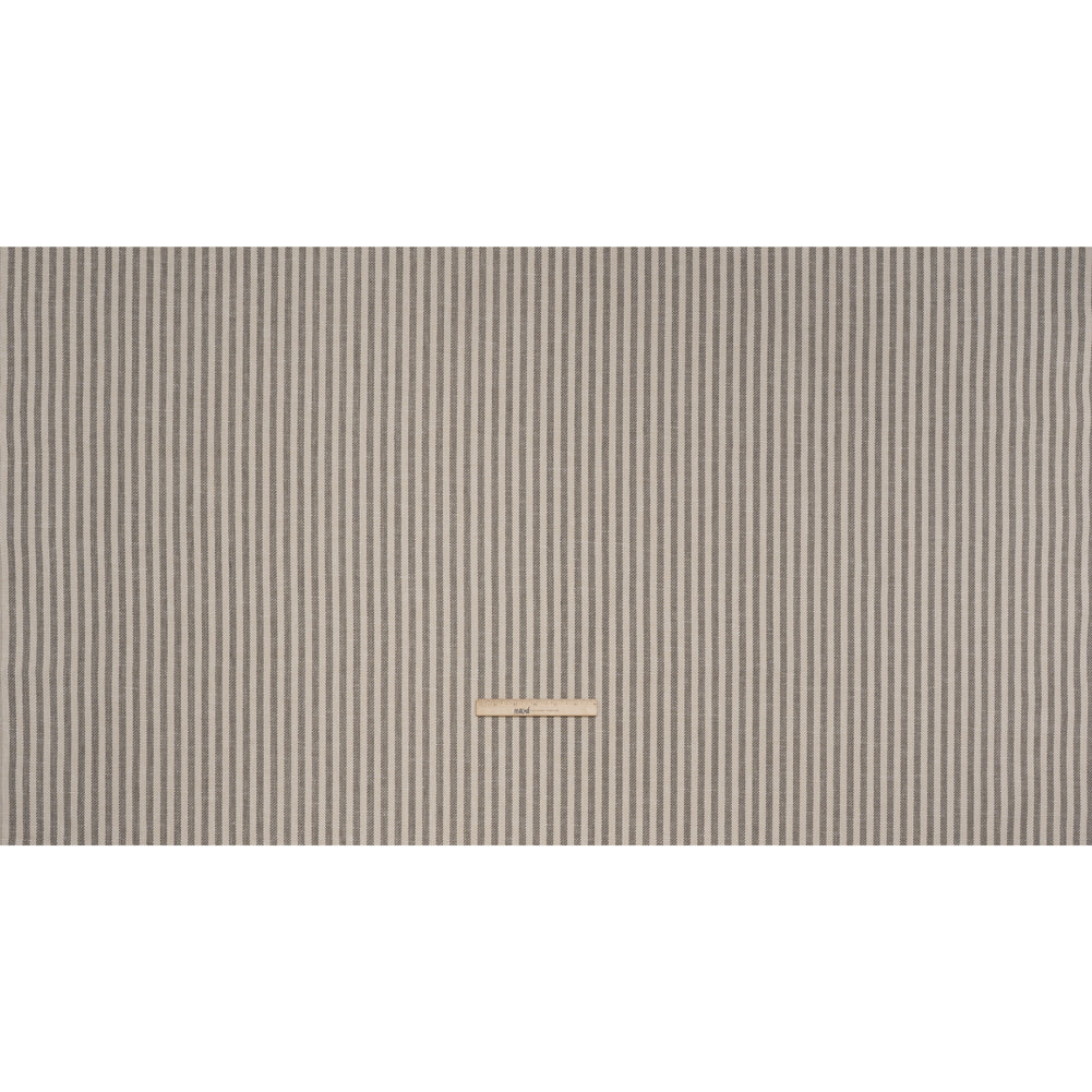 Polyester and Cotton Herringbone Twill - Charcoal Stripes - British Imported