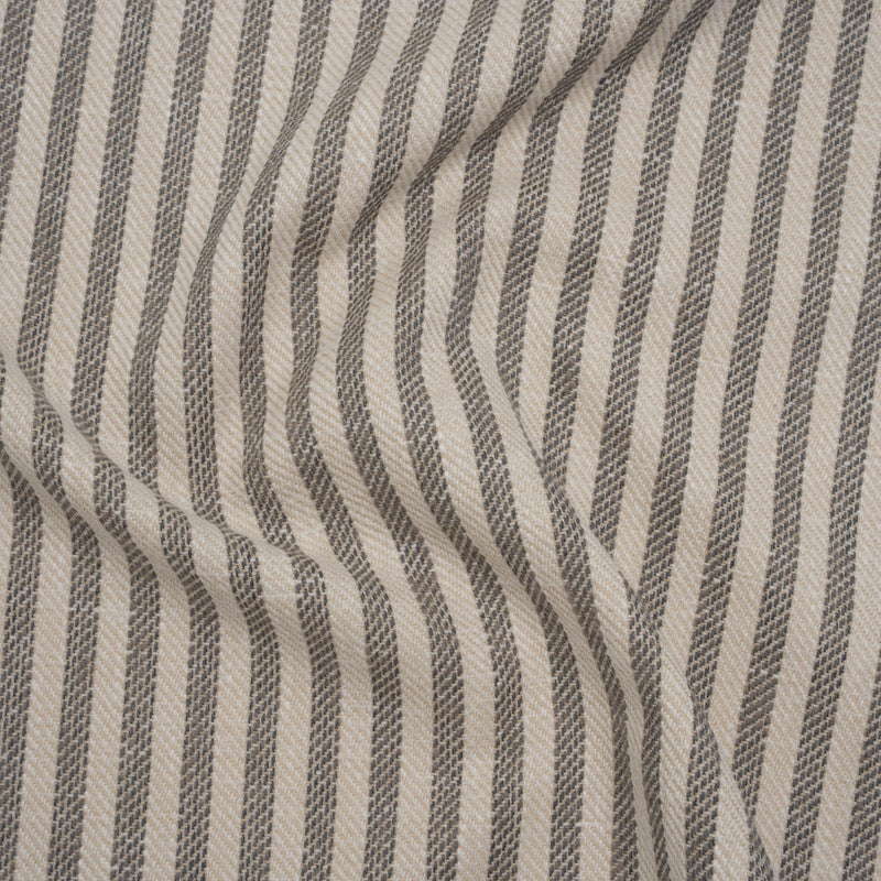 Polyester and Cotton Herringbone Twill - Charcoal Stripes - British Imported
