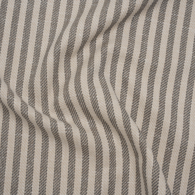 Polyester and Cotton Herringbone Twill - Charcoal Stripes - British Imported
