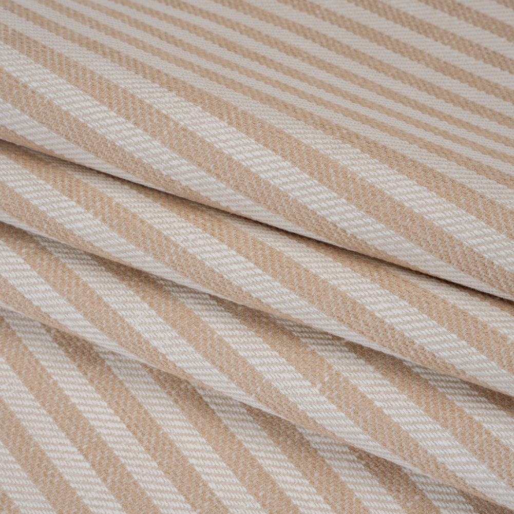 Polyester and Cotton Herringbone Twill - Dusky Pink Stripes - British Imported