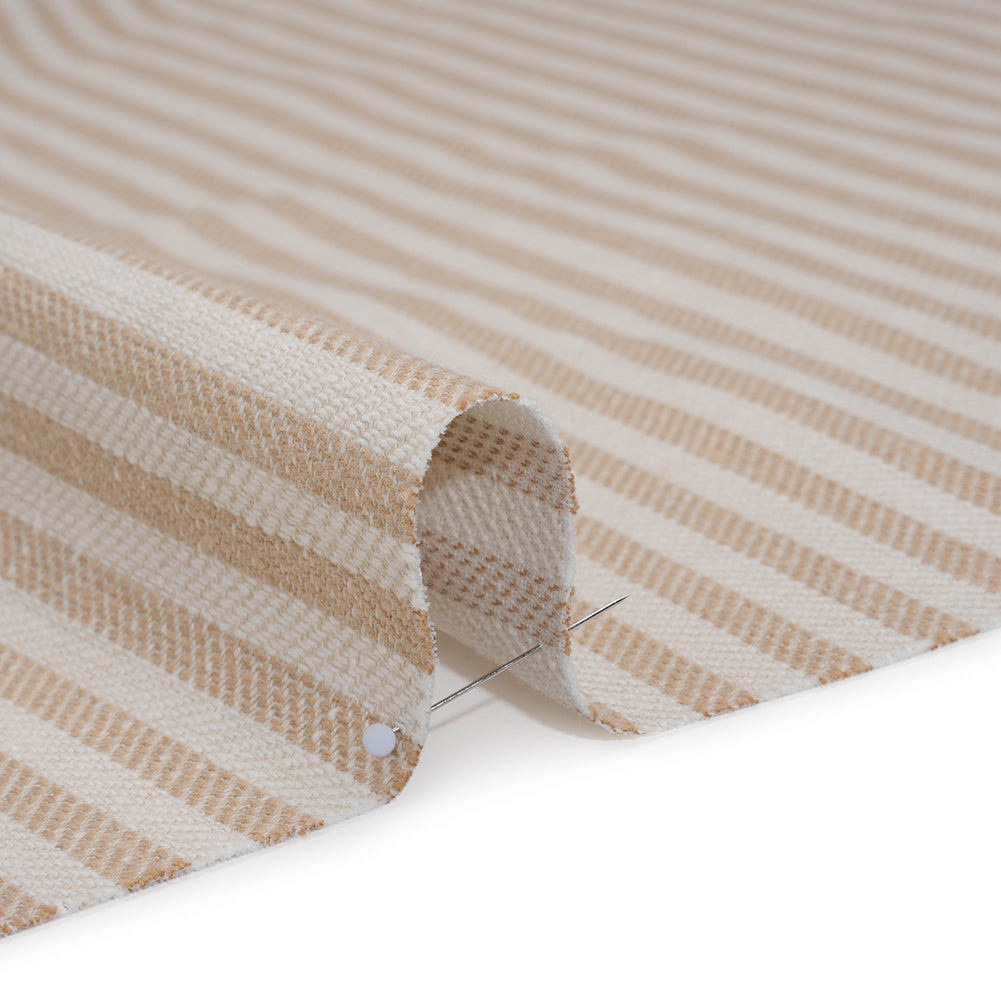 Polyester and Cotton Herringbone Twill - Dusky Pink Stripes - British Imported