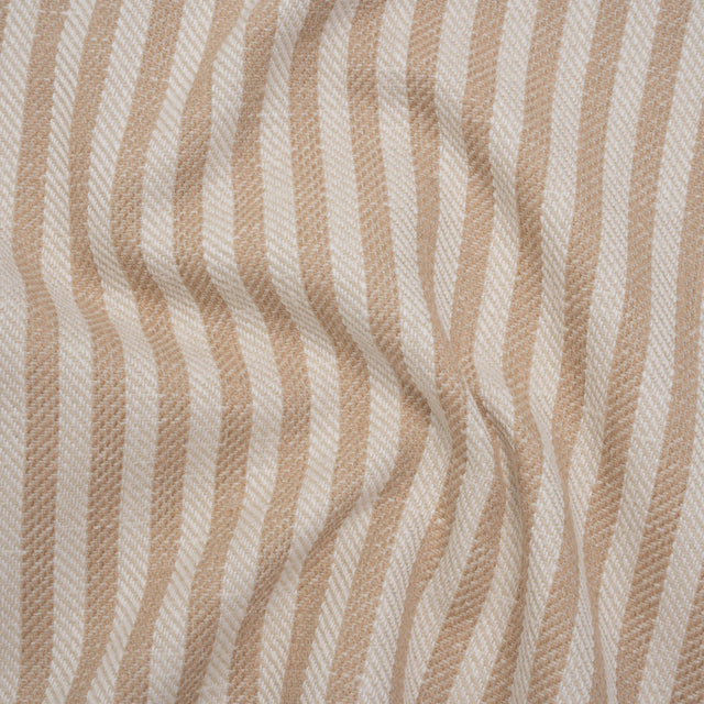 Polyester and Cotton Herringbone Twill - Dusky Pink Stripes - British Imported