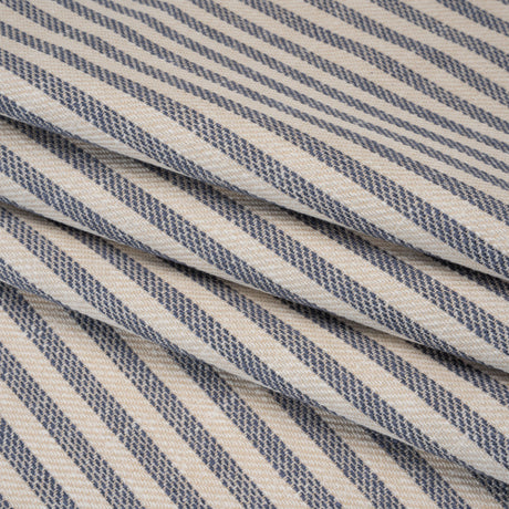 Polyester and Cotton Herringbone Twill - Indigo Stripes - British Imported