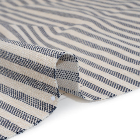 Polyester and Cotton Herringbone Twill - Indigo Stripes - British Imported