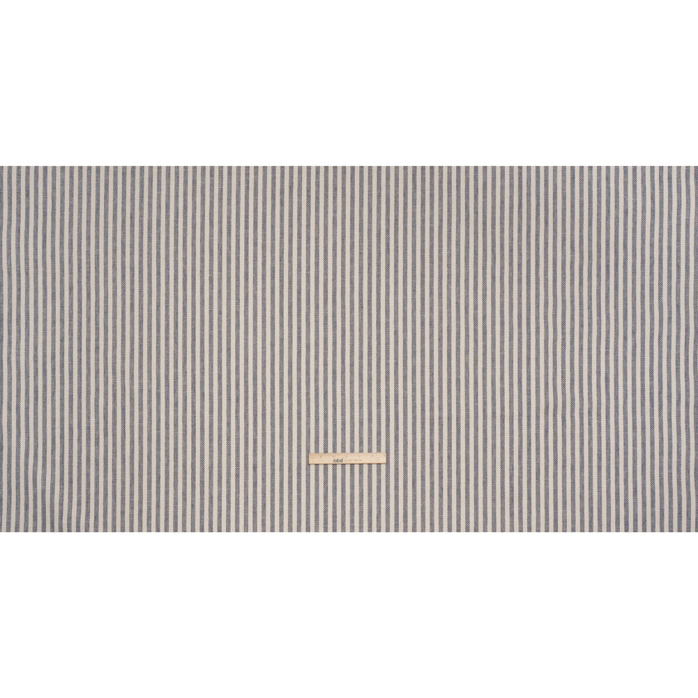 Polyester and Cotton Herringbone Twill - Indigo Stripes - British Imported