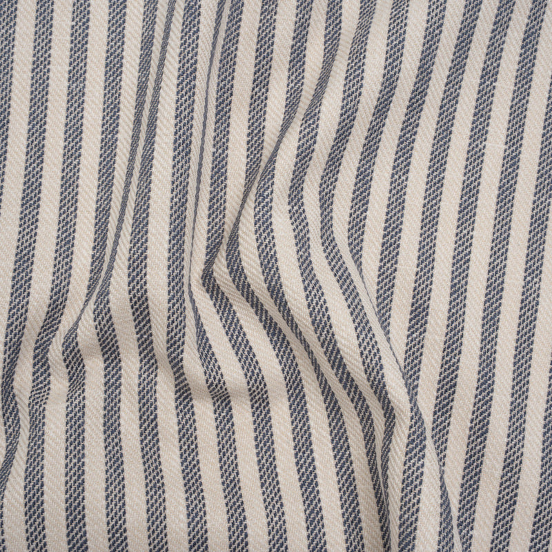 Polyester and Cotton Herringbone Twill - Indigo Stripes - British Imported