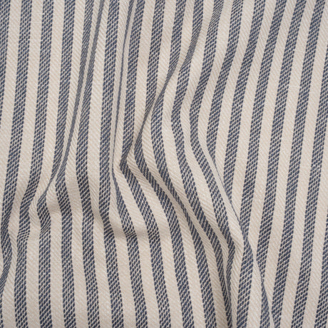Polyester and Cotton Herringbone Twill - Indigo Stripes - British Imported