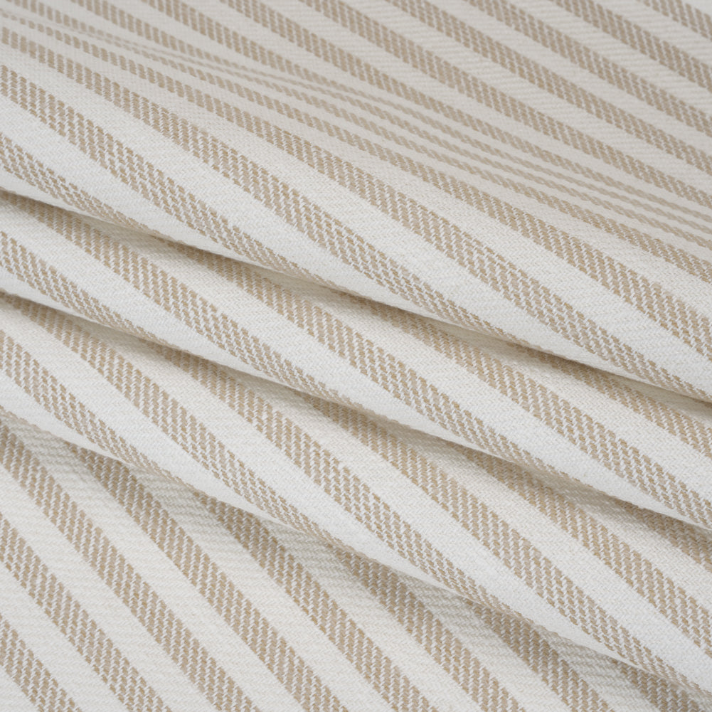 Polyester and Cotton Herringbone Twill - Natural Stripes - British Imported