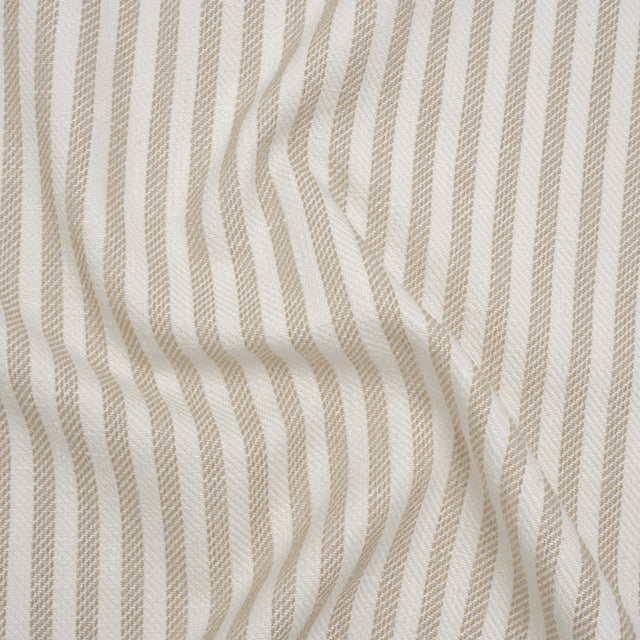 Polyester and Cotton Herringbone Twill - Natural Stripes - British Imported