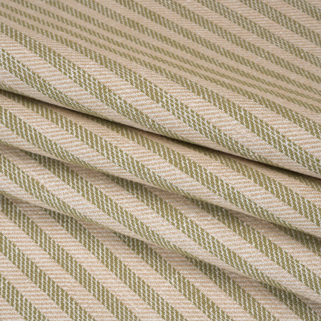Polyester and Cotton Herringbone Twill - Olive Stripes - British Imported