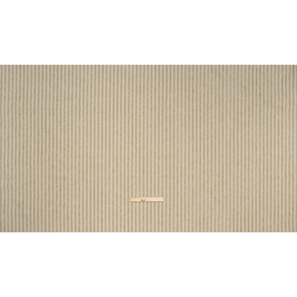Polyester and Cotton Herringbone Twill - Olive Stripes - British Imported