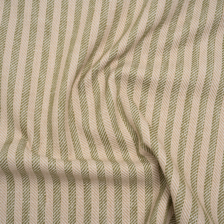Polyester and Cotton Herringbone Twill - Olive Stripes - British Imported