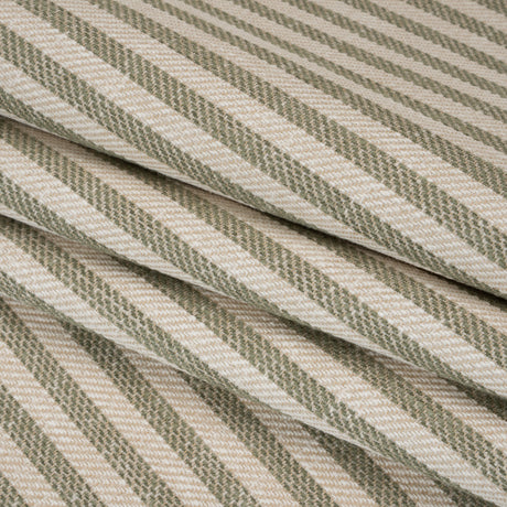 Polyester and Cotton Herringbone Twill - Sage Stripes - British Imported