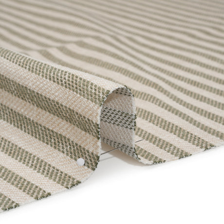 Polyester and Cotton Herringbone Twill - Sage Stripes - British Imported