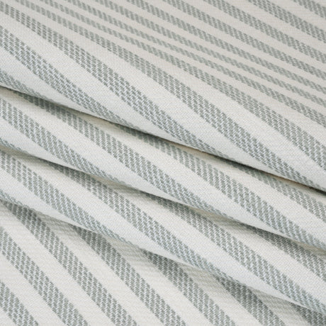 Polyester and Cotton Herringbone Twill - Seafoam Stripes - British Imported