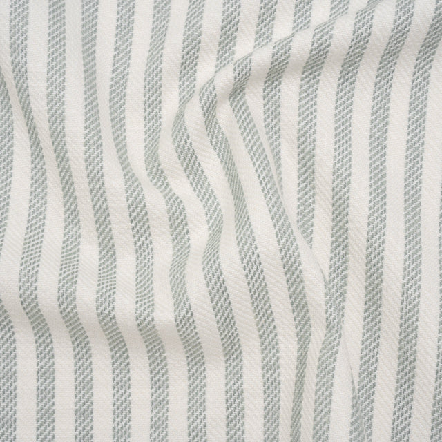 Polyester and Cotton Herringbone Twill - Seafoam Stripes - British Imported