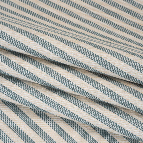 Polyester and Cotton Herringbone Twill - Teal Stripes - British Imported