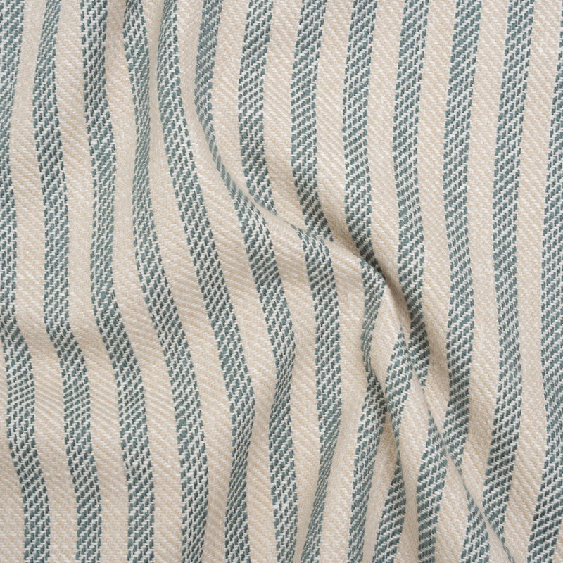 Polyester and Cotton Herringbone Twill - Teal Stripes - British Imported