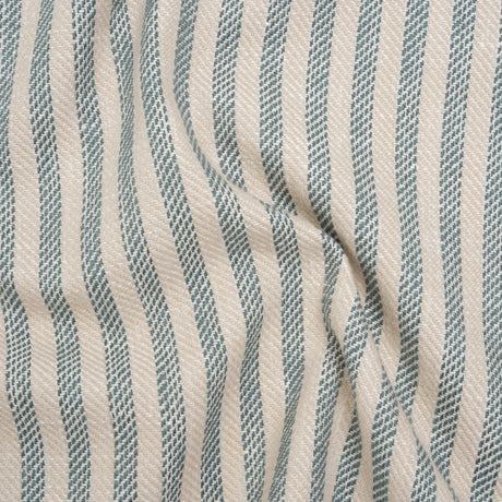 Polyester and Cotton Herringbone Twill - Teal Stripes - British Imported