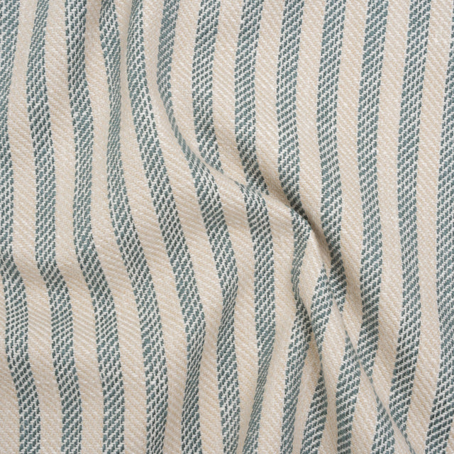 Polyester and Cotton Herringbone Twill - Teal Stripes - British Imported